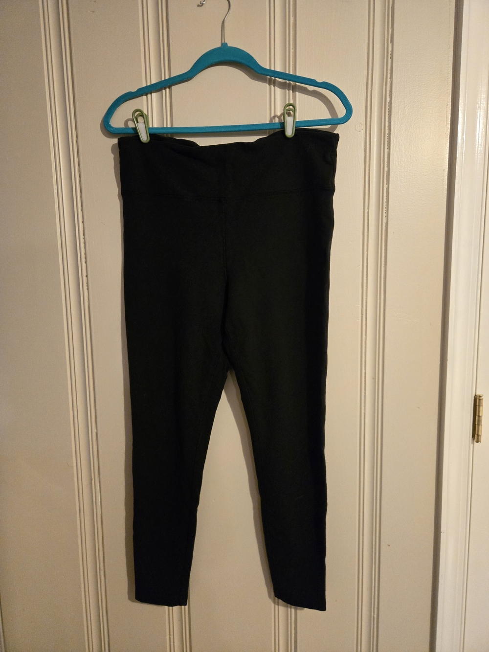 Black Fold-Over Waist Leggings - Women
